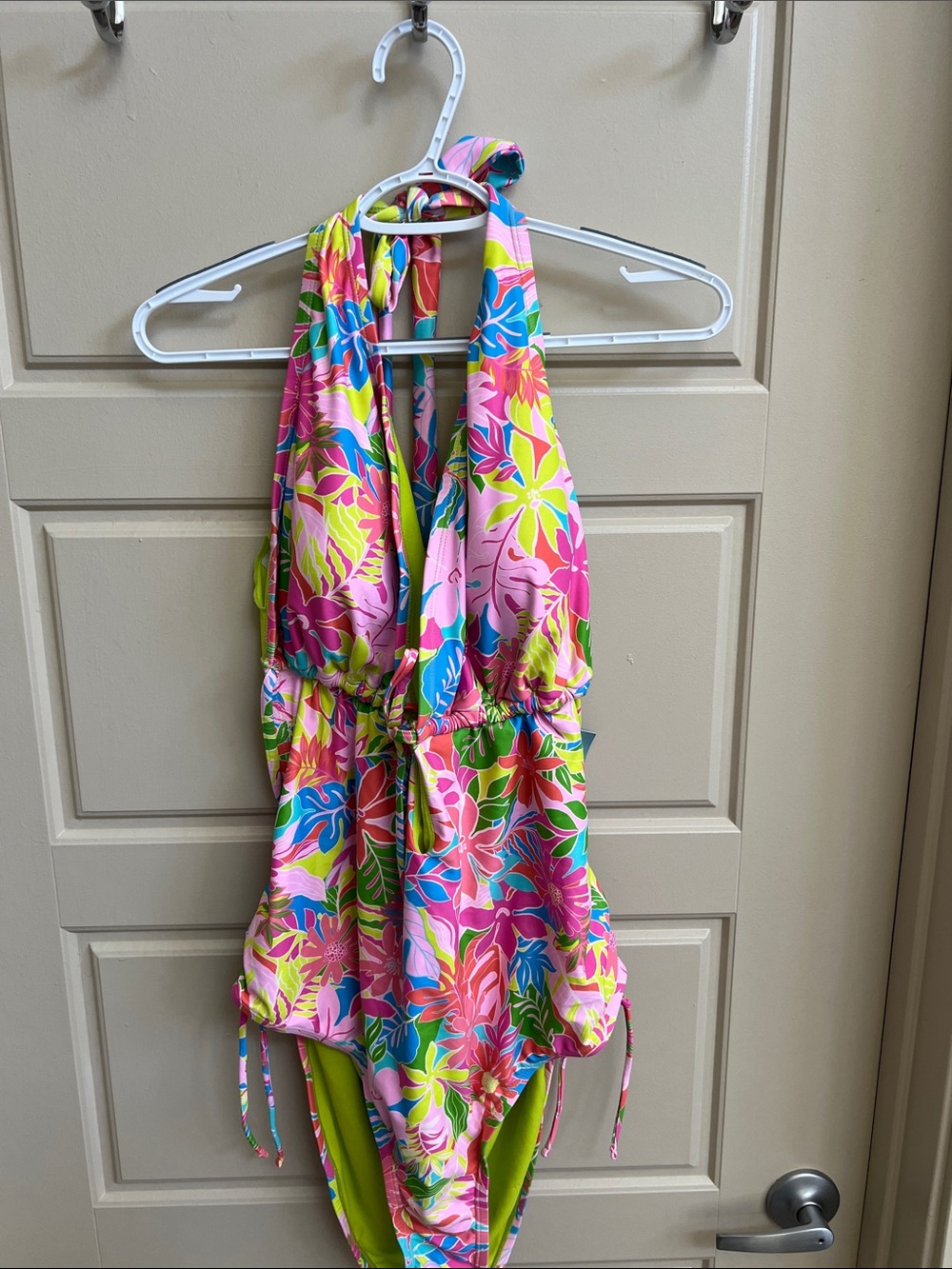BLU C Bright Tropical Halter One-Piece Swimsuit Sz 3X NWT BEACH SUMMER vacay